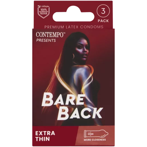 Contempo Bareback Extra Thin Premium Latex Condoms 3 Pack
