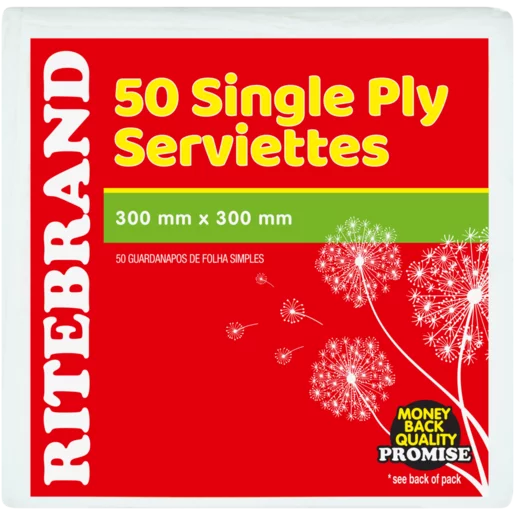 Ritebrand Single Ply Serviettes 50 Pack