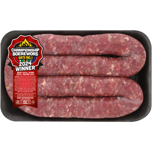 Championship Boerewors Rosette Beef & Pork Thick Boerewors Per KG