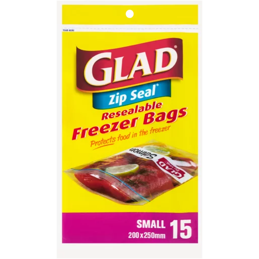 Glad Zip Seal Resealable Freezer Bags 15 Pack
