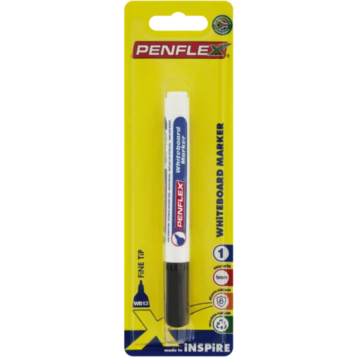 Penflex Black Fine Tip Whiteboard Marker 1mm