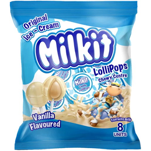 Milkit Vanilla Flavoured Lollipops 8 Pack
