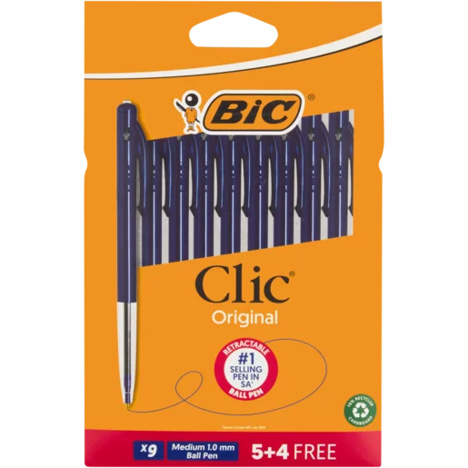 BIC Clic Blue Medium Ball Pen 9 Pack