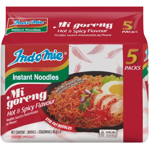 Indomie Hot & Spicy Flavour Mi Goreng Instant Noodles 5 x 80g