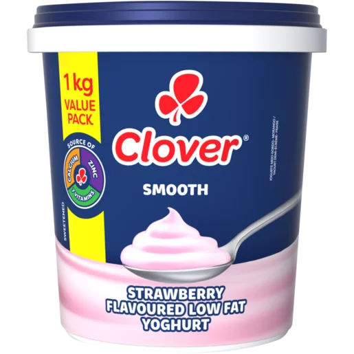 Clover Strawberry Flavoured Low Fat Smooth Yoghurt 1kg