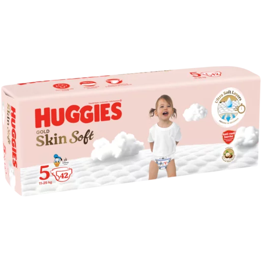 Huggies Gold Size 5 Skin Soft Disposable Nappies 42 Pack