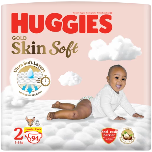 Huggies Gold Size 2 Skin Soft Disposable Nappies 94 Pack