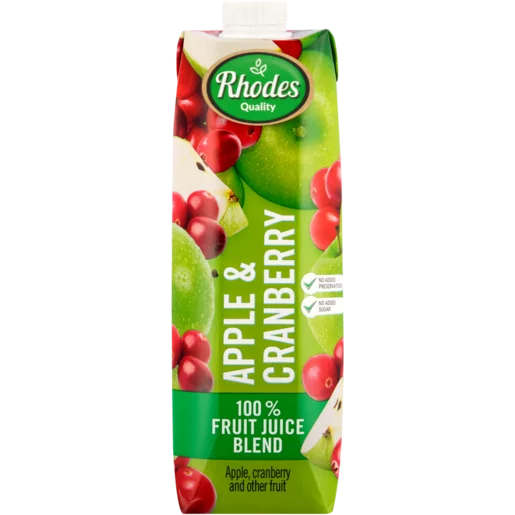 Rhodes Quality Apple & Cranberry 100% Fruit Juice Blend 1L