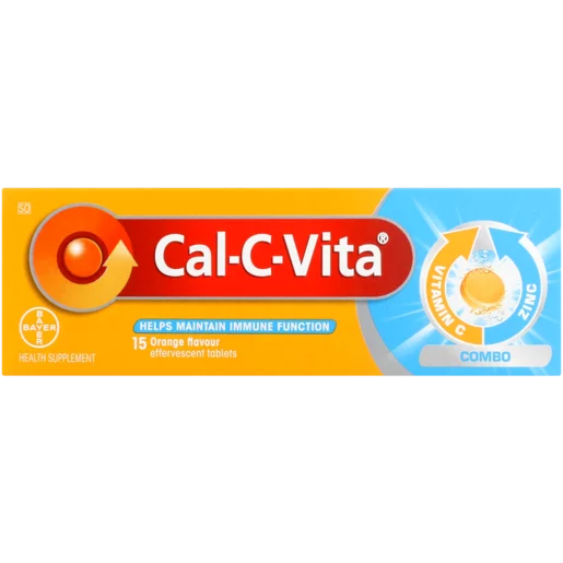 Cal-C-Vita Combo Orange Flavour Immune Function Effervescent Tablets 15 Pack
