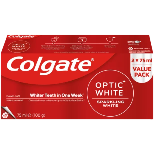 Colgate Optic White Sparkling White Whitening Toothpaste 2 x 75ml