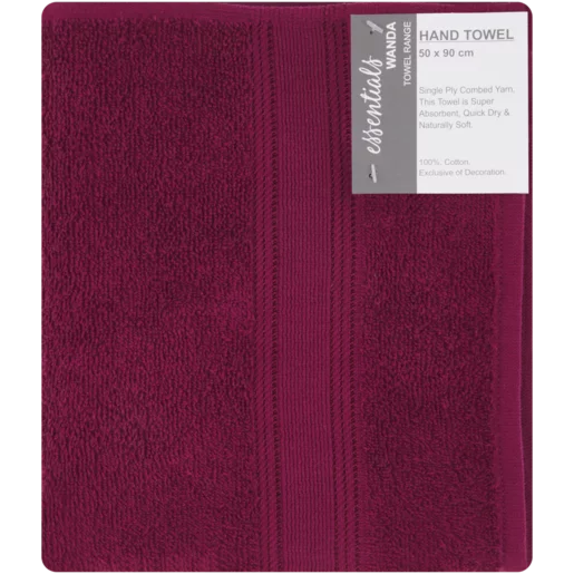Essentials Wanda Burgundy Hand Towel 500mm x 900mm