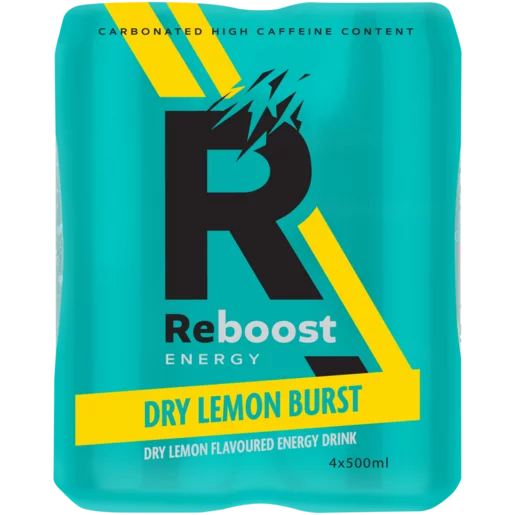 Reboost Dry Lemon Burst Energy Drink 4 x 500ml