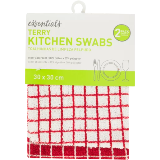 Essentials Terry Kitchen Swabs 2 Pack