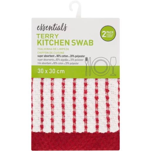 Essentials Terry Kitchen Swab 2 Pack
