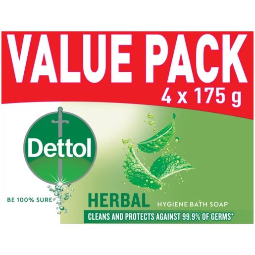 Dettol Herbal Hygiene Bath Soap Bar 4 x 175g