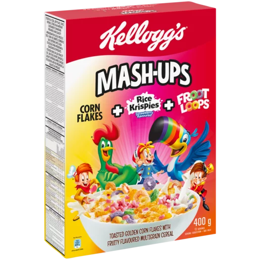 Kellogg's Mash-Ups Toasted Golden Corn Flakes with Fruity Flavoured Multigrain Cereal 400g