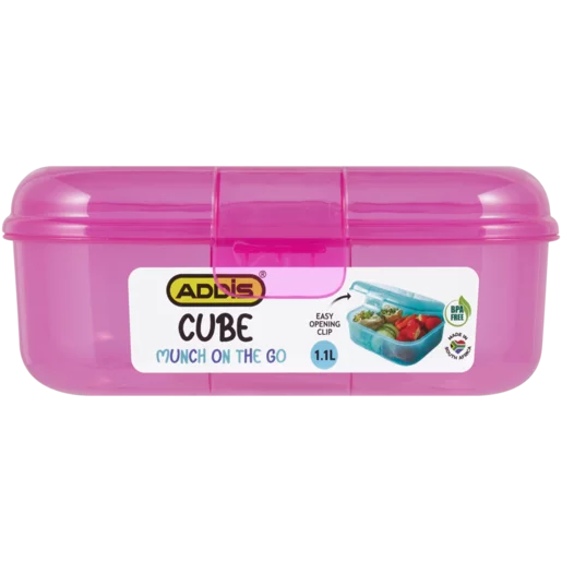 ADDIS Munch ‘on the go’ Cube Lunchbox 1.1L (Colour May Vary)