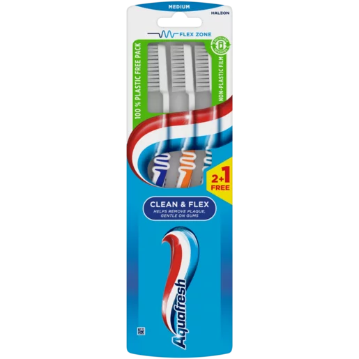 Aquafresh Clean & Flex Medium Toothbrush 3 Pack