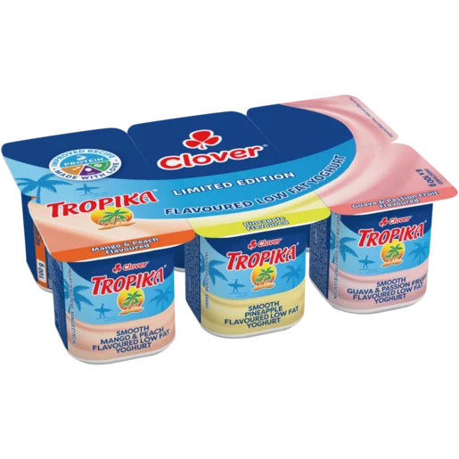 Clover Tropika Limited Edition Assorted Flavoured Low Fat Yoghurt 6 x 100g