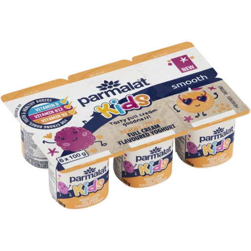 Parmalat Kids Peachy Litchi Flavoured Smooth Full Cream Yoghurt 6 x 100g