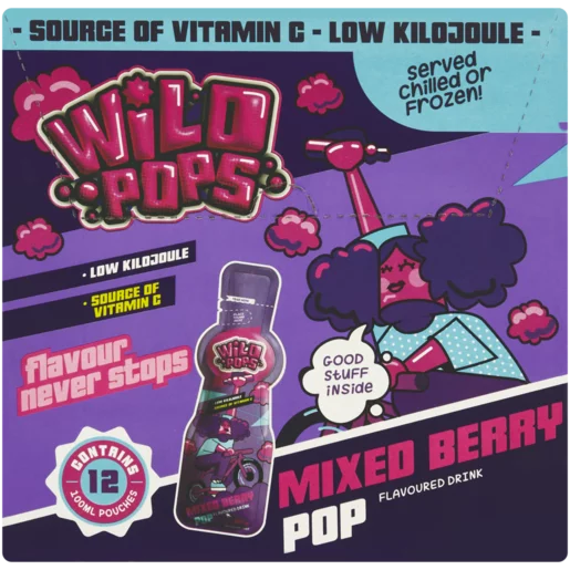 Wild Pops Mixed Berry Flavoured Drink 12 x 100ml