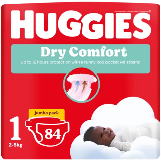 Huggies Dry Comfort Size 1 Disposable Nappies 84 Pack