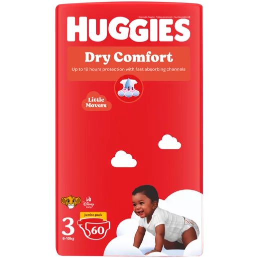 Huggies Dry Comfort Size 3 Disposable Nappies 60 Pack