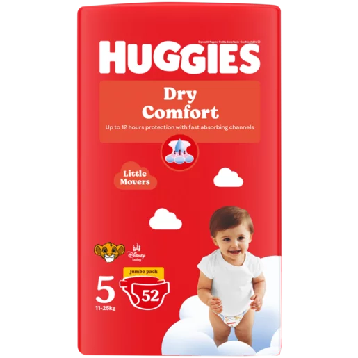 Huggies Dry Comfort Size 5 Disposable Nappies 52 Pack