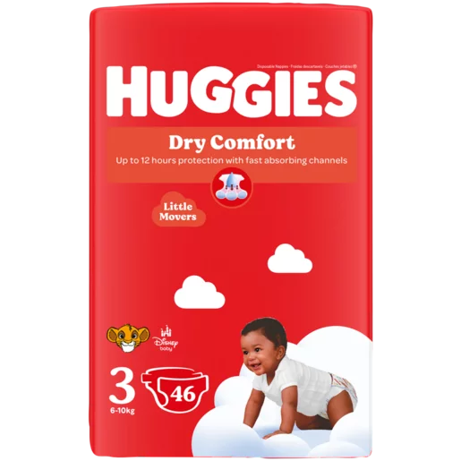 Huggies Dry Comfort Size 3 Disposable Nappies 46 Pack