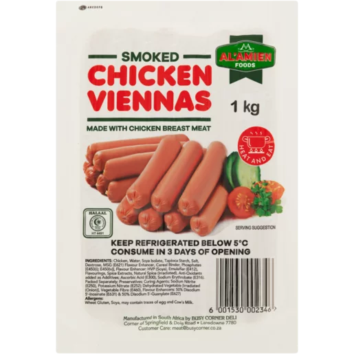 Al-Amien Foods Smoked Chicken Viennas 1kg