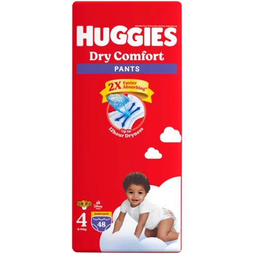 Huggies Dry Comfort Size 4 Disposable Nappy Pants 48 Pack