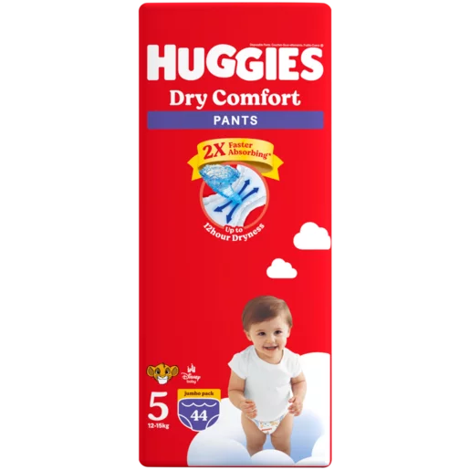 Huggies Dry Comfort Size 5 Disposable Nappy Pants 44 Pack