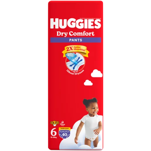 Huggies Dry Comfort Size 6 Disposable Nappy Pants 40 Pack