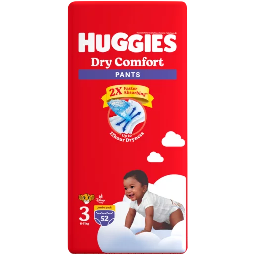 Huggies Dry Comfort Size 3 Disposable Nappy Pants 52 Pack