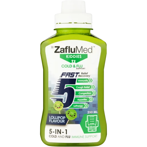 ZafluMed Fast 5 5-in-1 Lollipop Flavour Kiddies Cold & Flu Immune Support Syrup 250ml