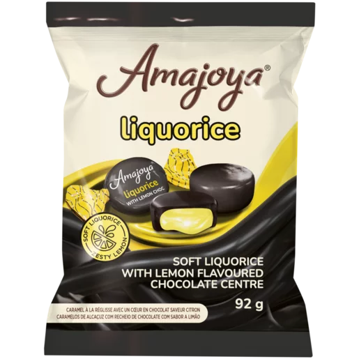 Amajoya Soft Liquorice with Lemon Flavoured Chocolate Centre 92g