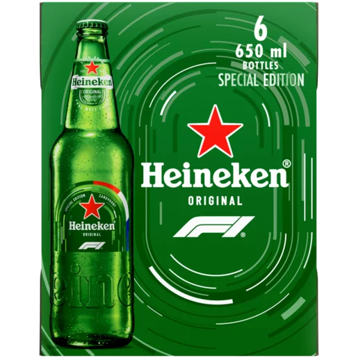 Heineken Original F1 Special Edition Pure Malt Lager Beer Bottles 6 x 650ml