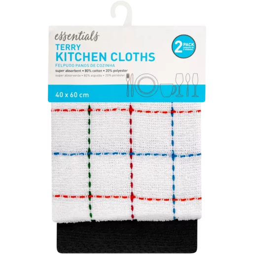 Essentials Terry Kitchen Cloths 2 Pack